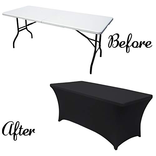 ABCCANOPY Spandex Tablecloths for 5 ft Home Rectangular Table Fitted Stretch Table Cover Polyester Tablecover Lash Bed Cover Table Toppers Massage Table Cover, Black