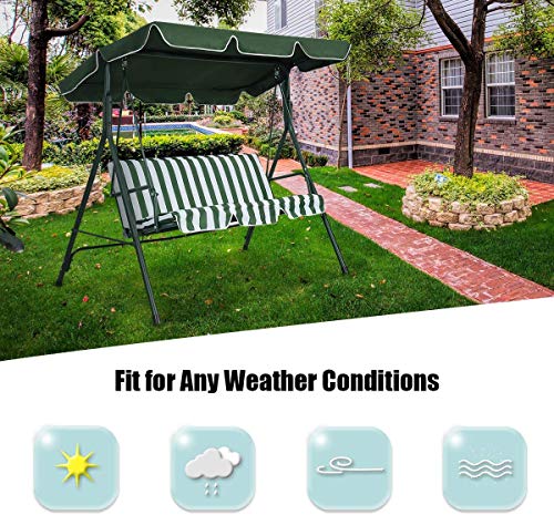 LUARANE 77" x 43" Swing Canopy Replacement Porch Top Cover, Outdoor Waterproof Sun Shade Cover for Outdoor Seat Furniture Chair, Ideal for Garden Patio Park Yard, Top Cover Only (Green)