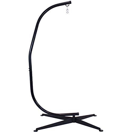 Sunnydaze Hammock Chair Stand Only - Metal C-Stand for Hanging Hammock Chair - Indoor or Outdoor Use - Durable 300-Pound Capacity - Black