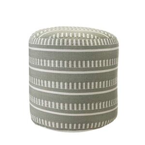lr home dash and stripe geometric indoor outdoor pouf, green/white, 20″ x 20″ x 20″