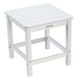 cecarol adirondack side table, 19.6″ square oversized outdoor side table, fade-resistant and weather resistant end table, poly resin worry-free plastic table for porch, patio, seaside, white-ost01