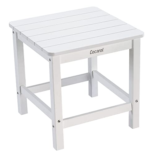 Cecarol Adirondack Side Table, 19.6" Square Oversized Outdoor Side Table, Fade-Resistant and Weather Resistant End Table, Poly Resin Worry-Free Plastic Table for Porch, Patio, Seaside, White-OST01