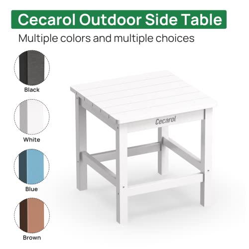 Cecarol Adirondack Side Table, 19.6" Square Oversized Outdoor Side Table, Fade-Resistant and Weather Resistant End Table, Poly Resin Worry-Free Plastic Table for Porch, Patio, Seaside, White-OST01