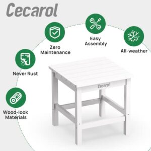 Cecarol Adirondack Side Table, 19.6" Square Oversized Outdoor Side Table, Fade-Resistant and Weather Resistant End Table, Poly Resin Worry-Free Plastic Table for Porch, Patio, Seaside, White-OST01