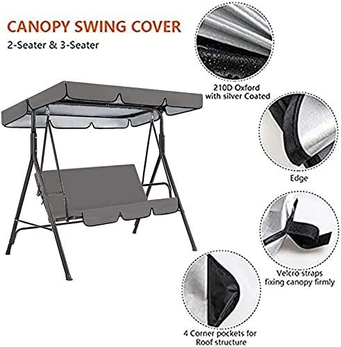 Patio Swing Canopy Waterproof Top Cover Set,Replacement Canopy Cover for 3-Seater76.7 inches Porch Swing Chair Awning Swing Cover Outdoor Sunproof Chair Patio/Lawn/Garden All Weather Protection