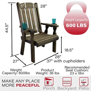 Amish Casual Heavy Duty 600 Lb High Back Mission Treated Patio Chair with Cupholders (Dark Walnut Stain)