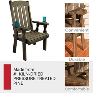 Amish Casual Heavy Duty 600 Lb High Back Mission Treated Patio Chair with Cupholders (Dark Walnut Stain)