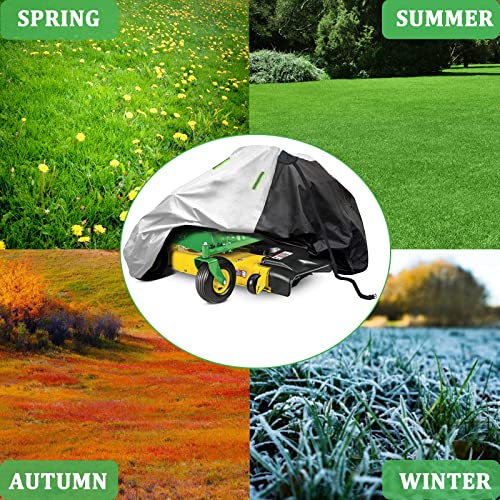 Coverify Zero-Turn Mower Cover Waterproof Heavy Duty Oxford Fabric- Riding Lawn Mower Cover Fits Decks up to 50", Universal Fit 81"L x 46"W x 50"H with Windproof Storage Bag