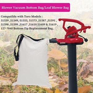 51503 Leaf Blower Vacuum Bag - FOR Toro Blower Replacement Model : 127-7040 108-8994, 137-2336, 127-7040, 51553, 51573, 51587, 51619 Bottom Zip Replacement Bag - 2 Pack