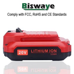 Biswaye 2 Pack 20V MAX Battery CMCB202-2 Replacement for Craftsman V20 Lithium Ion Battery CMCB204 CMCB202 CMCB201 (for All V20* Cordless Tools) CMCS600B CMCB104 CMCK700D2 CMCD700C1 CMCG400B CMCK401D2