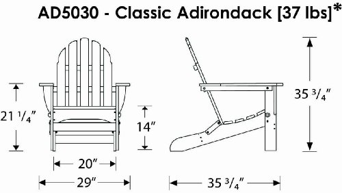 POLYWOOD AD5030MA Classic Folding Adirondack Chair, 35.00" x 29" x 35.00", Mahogany