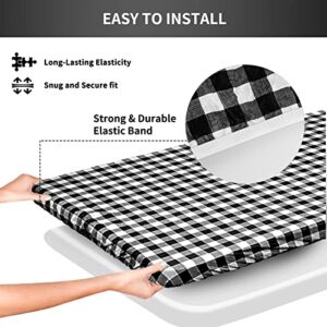 Raweao Picnic Table Cover with Bench Covers - 3 Piece Fitted Picnic Table Cover with Elastic Band and Flannel Backing, Picnic Table Cover for Outdoor, BBQ, Camping (30 X 72 Inch, Black)