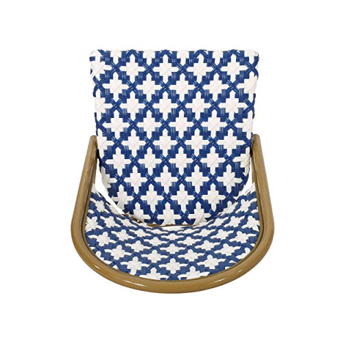 Christopher Knight Home Anastasia Outdoor French Bistro Chair (Set of 4), Blue + White + Bamboo Print Finish