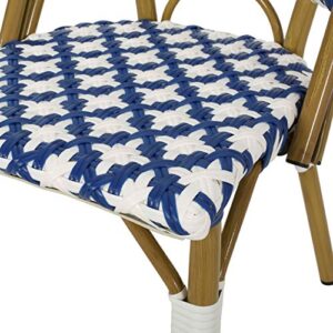 Christopher Knight Home Anastasia Outdoor French Bistro Chair (Set of 4), Blue + White + Bamboo Print Finish