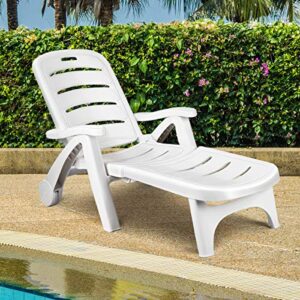 relax4life lounge chair for outside patio pool beach w/wheels and armrests 5 adjustable position reclining chaise lounge