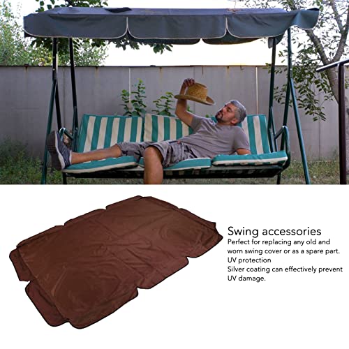 195x125x15cm Outdoor Swing Canopy Replacement, Patio Swing Chair Top Cover for Patio, Backyard, Lawn, Garden(Coffee)