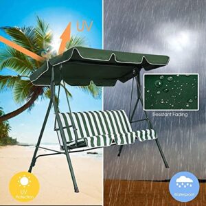 Patio Swing Canopy Waterproof Top Cover Set, Courtland Swing Replacement Awning Canopy Covers for Swing Chair Glider All Weather Protection Outdoor Garden Furniture(Dark Green, Three-seater76.77in)