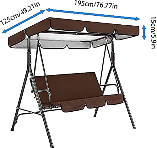 Patio Swing Canopy Waterproof Top Cover Set, Courtland Swing Replacement Awning Canopy Covers for Swing Chair Glider All Weather Protection Outdoor Garden Furniture(Dark Green, Three-seater76.77in)