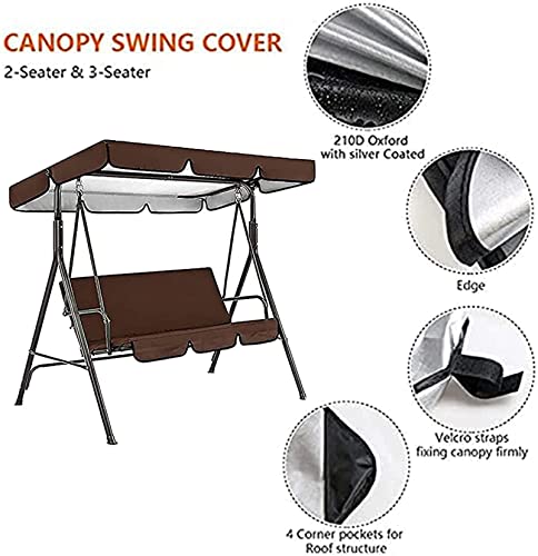 Patio Swing Canopy Waterproof Top Cover Set, Courtland Swing Replacement Awning Canopy Covers for Swing Chair Glider All Weather Protection Outdoor Garden Furniture(Dark Green, Three-seater76.77in)