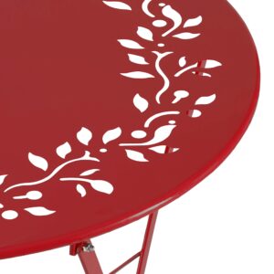 Alpine Corporation MSY100A-RD Bistro Set, Table: 24" L x 24" W x 28" H Chair: 17" L 18" W x 33" H, Red