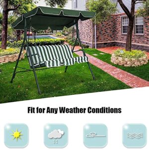 Patio Swing Canopy Waterproof Top Cover Set, Courtland Swing Replacement Awning Canopy Covers for Swing Chair Glider All Weather Protection Outdoor Garden Furniture(Dark Green, Three-seater76.77in)