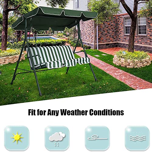 Patio Swing Canopy Waterproof Top Cover Set, Courtland Swing Replacement Awning Canopy Covers for Swing Chair Glider All Weather Protection Outdoor Garden Furniture(Dark Green, Three-seater76.77in)