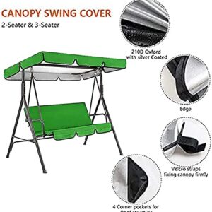 Patio Swing Canopy Waterproof Top Cover Set, Courtland Swing Replacement Awning Canopy Covers for Swing Chair Glider All Weather Protection Outdoor Garden Furniture(Dark Green, Three-seater76.77in)