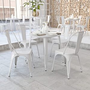 flash furniture commercial grade 30″ round white metal indoor-outdoor table