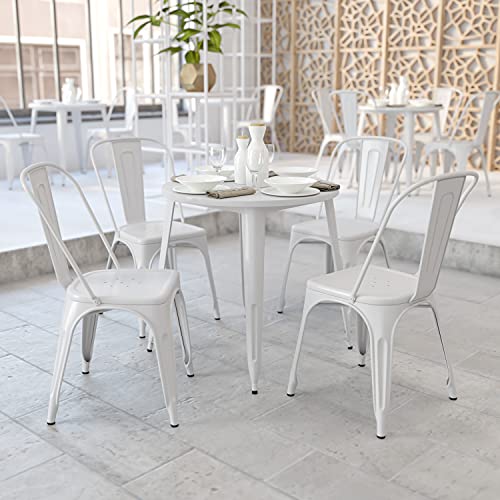 Flash Furniture Commercial Grade 30" Round White Metal Indoor-Outdoor Table