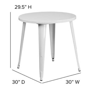 Flash Furniture Commercial Grade 30" Round White Metal Indoor-Outdoor Table