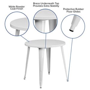 Flash Furniture Commercial Grade 30" Round White Metal Indoor-Outdoor Table