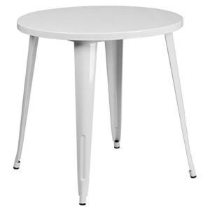 Flash Furniture Commercial Grade 30" Round White Metal Indoor-Outdoor Table