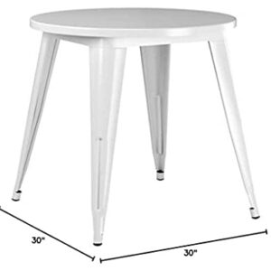 Flash Furniture Commercial Grade 30" Round White Metal Indoor-Outdoor Table