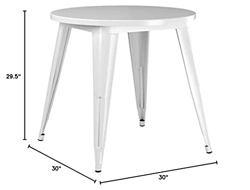 Flash Furniture Commercial Grade 30" Round White Metal Indoor-Outdoor Table