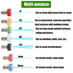 FIXFANS Pressure Washer Nozzle Tips with Nozzle Holder, 7 Pressure Washer Tips Multiple Degrees, 1/4" Quick Connect Pressure Washer Spray Nozzle Set, 4000PSI