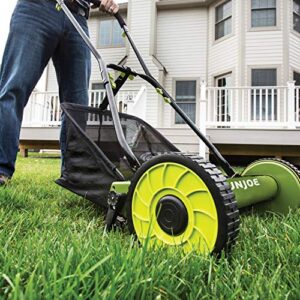 Sun Joe MJ500M 16-Inch Manual Reel Mower w/Adjustable Cutting Height, 6.6-Gallon Removable Grass Catcher, 5 Steel Blades, 2-Wheels