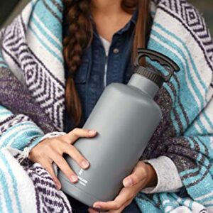 Fifty/Fifty Growler, Double Wall Vacuum Insulated Water Bottle, Stainless Steel, 3 Finger Cap w/ Standard Top, Black, 64oz/1.9L, V65001BK0