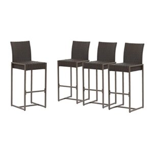 christopher knight home kelly outdoor wicker 30 inch barstool (set of 4), dark brown