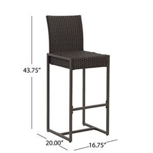 Christopher Knight Home Kelly Outdoor Wicker 30 Inch Barstool (Set of 4), Dark Brown