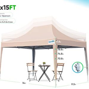 Quictent Privacy 10x15 ft Ez Pop up Canopy Tent Enclosed Outdoor Instant Shelter Party Tent Event Gazebo with Sidewalls and Mesh Windows Waterproof (Beige)