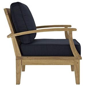 Modway EEI-1143-NAT-NAV-SET Marina Premium Grade A Teak Wood Outdoor Patio Armchair, Natural Navy