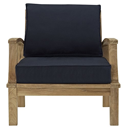 Modway EEI-1143-NAT-NAV-SET Marina Premium Grade A Teak Wood Outdoor Patio Armchair, Natural Navy