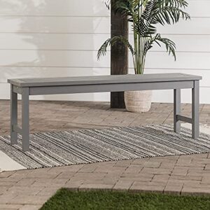 walker edison rendezvous modern solid acacia wood slatted patio bench, 53 inch, grey wash