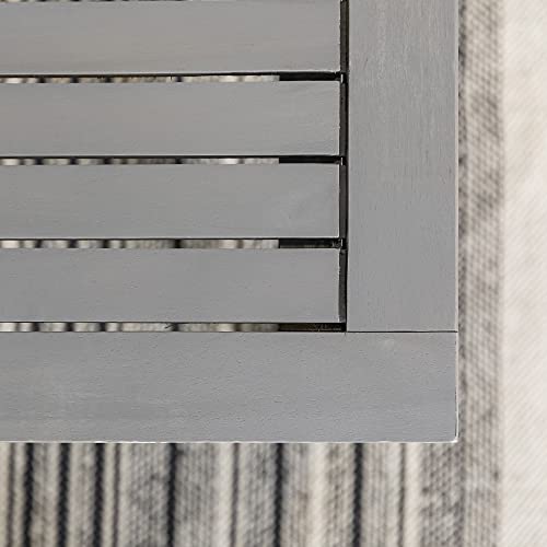 Walker Edison Rendezvous Modern Solid Acacia Wood Slatted Patio Bench, 53 Inch, Grey Wash