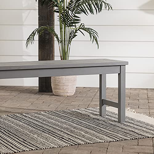 Walker Edison Rendezvous Modern Solid Acacia Wood Slatted Patio Bench, 53 Inch, Grey Wash