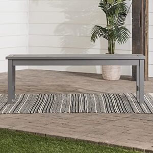 Walker Edison Rendezvous Modern Solid Acacia Wood Slatted Patio Bench, 53 Inch, Grey Wash