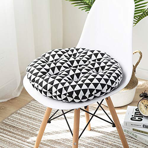 vctops Bohemian Soft Round Chair Pad Garden Patio Home Kitchen Office Seat Cushion Black White Diameter 16"