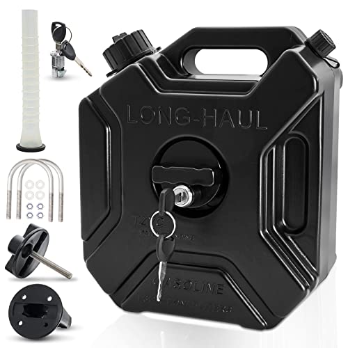 1.3 Gallon Portable Petrol Diesel Storage Gas Can 5L Gas Tank Fuel with lock & key Black Compatible With Motorcycle SUV ATV Most Cars Yacht