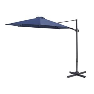 flame&shade 10 ft cantilever offset outdoor patio umbrella with base stand rotate and tilt – navy