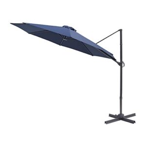 FLAME&SHADE 10 ft Cantilever Offset Outdoor Patio Umbrella with Base Stand Rotate and Tilt - Navy